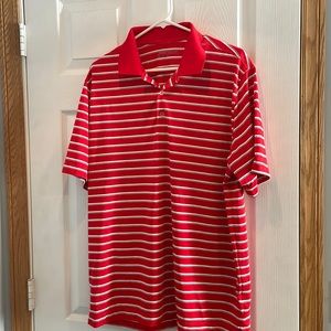 Nike large Dri-fit polo. Red and white stripes